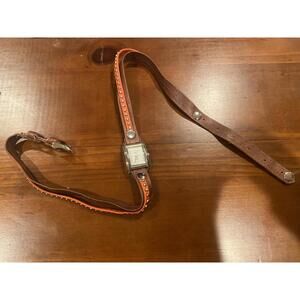 La Mer Collections Orange Studded Wrap Watch Square Face